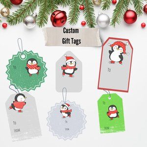 Christmas Penguin Gift Tags, Custom!